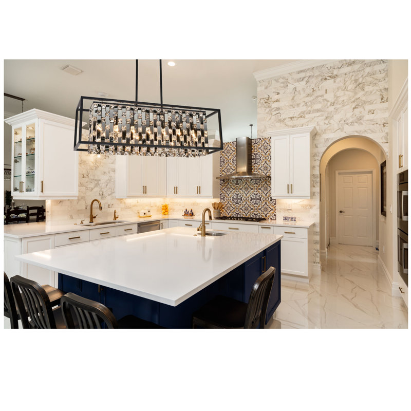 Luminaire suspendu rectangulaire 7 lumières pour îlot de cuisine Mullikin