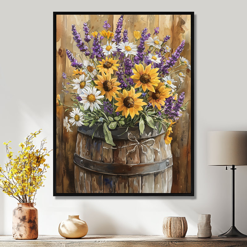Dorrine - impressions sur toile florales, H 20 po x l 12 po, Noir, noir, noir, noir, Impression encadrée flottante