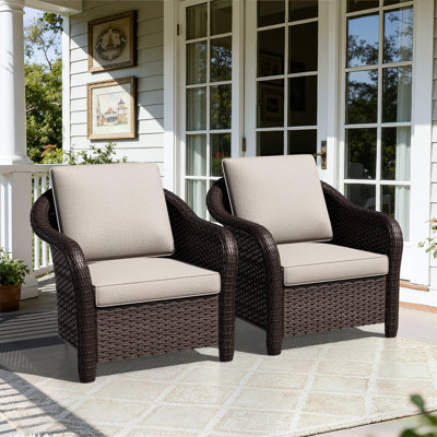 2-person Outdoor Rattan Armchairs With Cushions