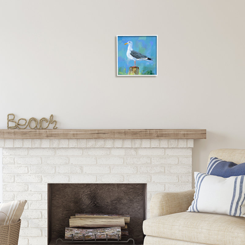 «Coastal Seagull», peinture encadrée sur bois par Victoria Barnes, H 12 po x l 12 po x P 1,5 po