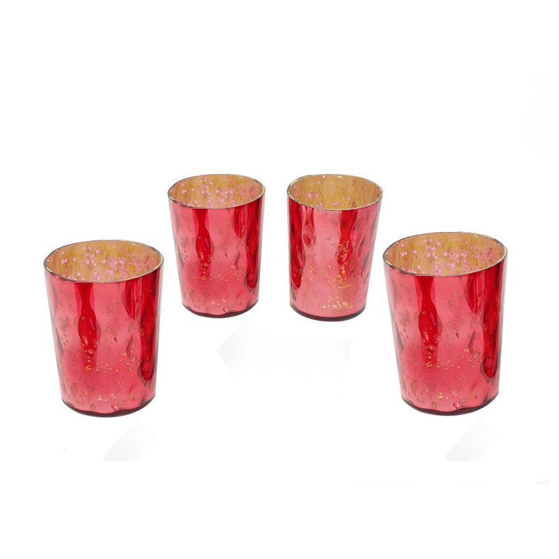 Porte-votive en verre tacheté, Rouge