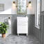 Armoire de salle de bain 19 po blanche avec lavabo en céramique - meuble-lavabo pour les petits espaces de salle de bain