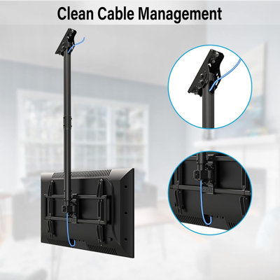 Support de plafond à mouvement complet pour téléviseur de 40 à 75 pouces, réglable en hauteur et pivotant à 360 °, pouvant supporter jusqu'à 110 lb