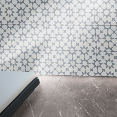 Medina 8" x 8" Cement Patterned Wall & Floor Tile