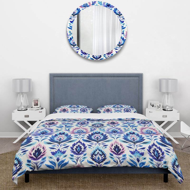 Ensemble de housse de couette Blue Tribal Ikat Harmony Embrace, Housse de couette simple + 1 taie décorative stan