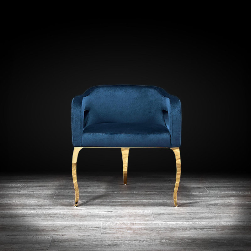 Fauteuil Iseminger, Bleu, Titane doré