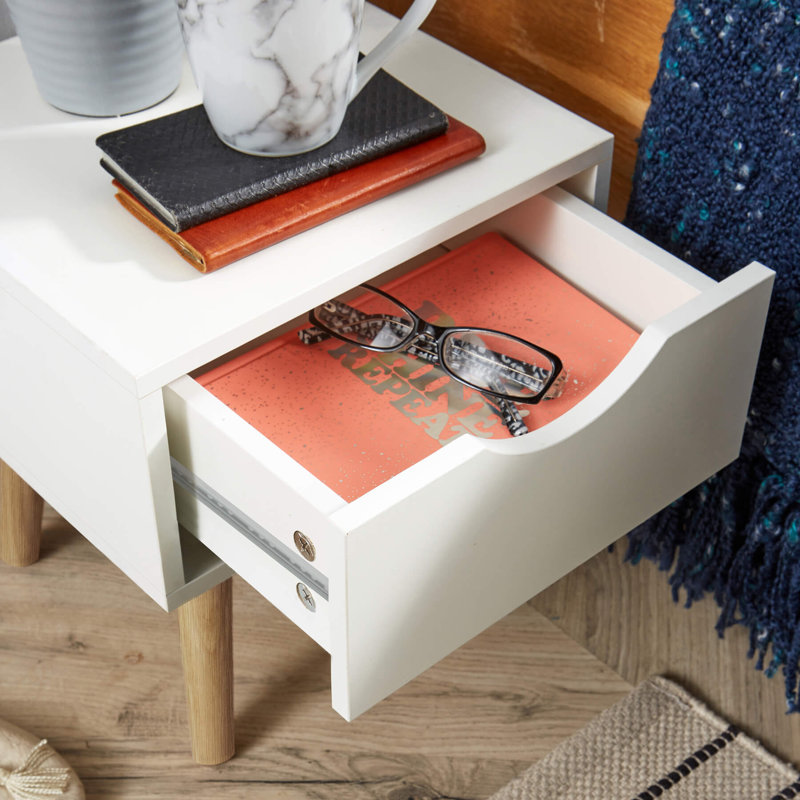 Kennedy 1 Drawer Bedside Storage Table, White