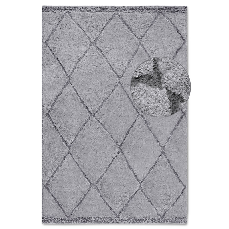 , Light Grey Gallery Geometric Machine Woven Area Rug, Rectangle 160 x 235cm