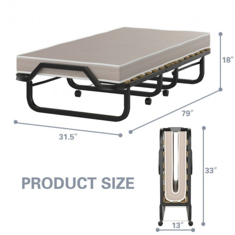 Ronda 14" Folding Bed, Black/Gray