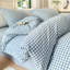 Ensemble de housse de couette en coton délavé à carreaux-1126550263-1079322548