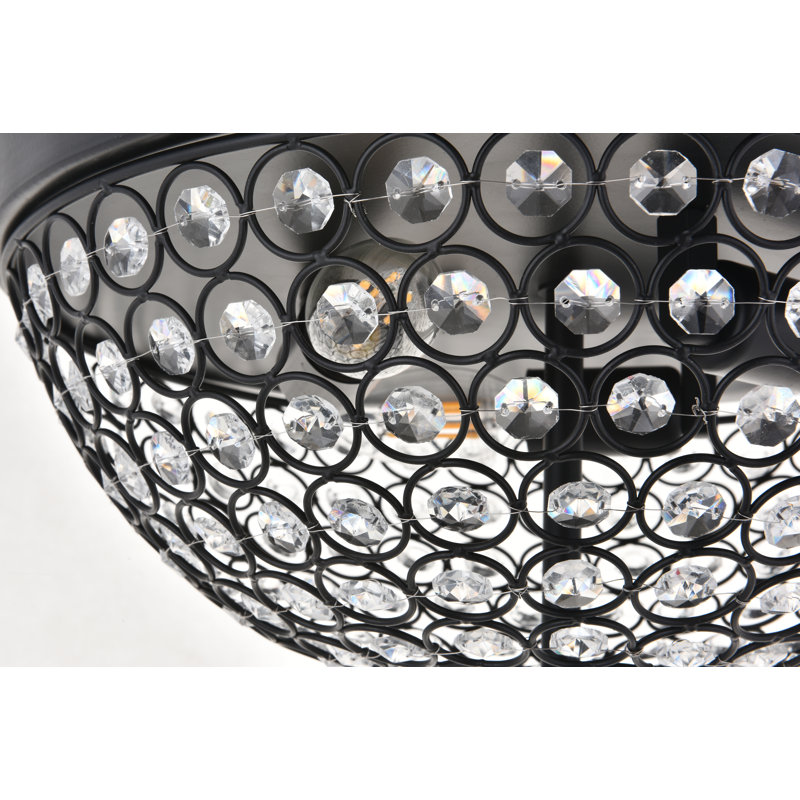Plafonnier encastré 3 lumières 13,5 po Edson, Noir mat et clair