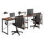 Versatile L-Shape Industrial Desk with Storage Shelves, Walnut Finish for Modern Workspaces