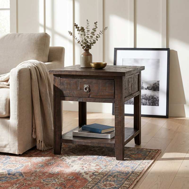 Mariama Solid Wood End Table with Storage