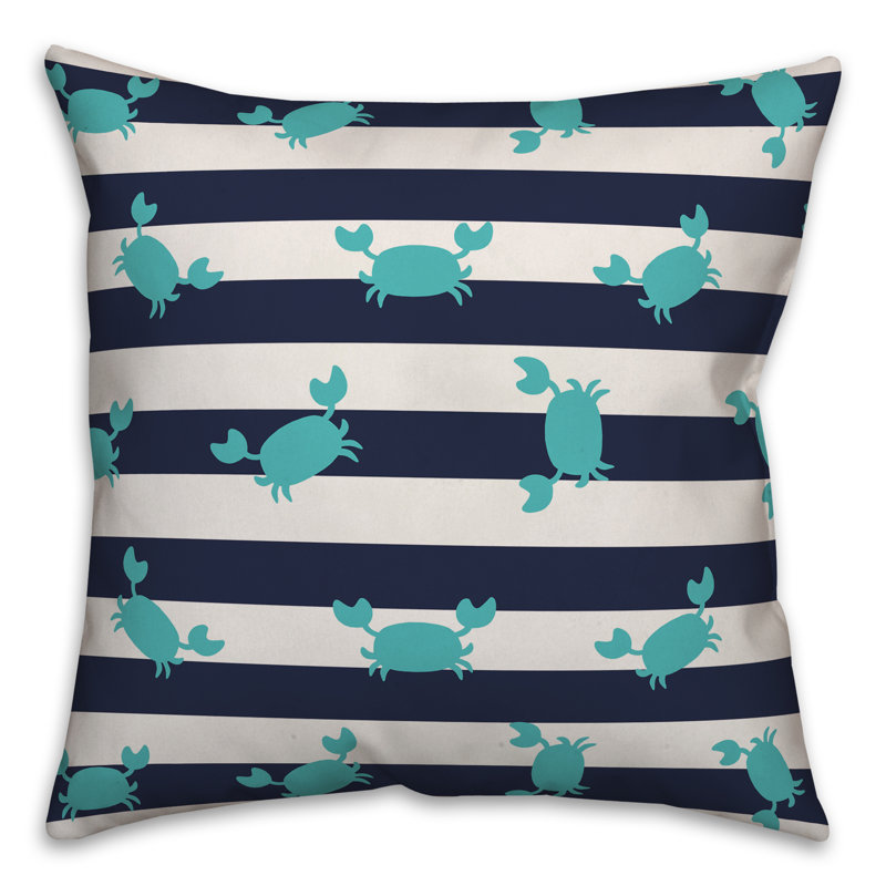 Outdoor Throw Pillow, 20" x 20", Dark Blue/Teal/White, Polyester/Polyfill