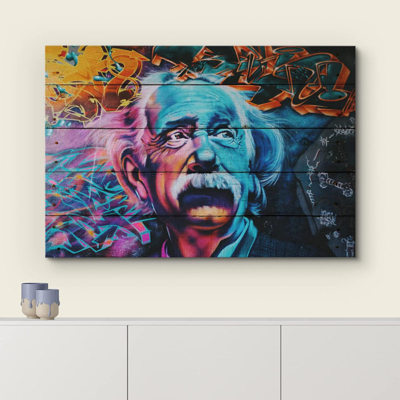 «Brushstroke Effect Vivid Street Graffiti» par Albert Einstein, contemporain, contemporain, multicolore coloré sur toile