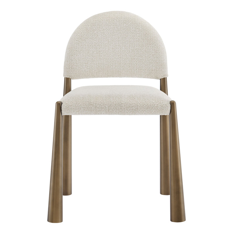 Hayley Upholstered Fabric Dining Side Chair, Cream, Brass