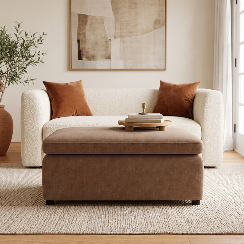 Essex 41" Oversized Upholstered Ottoman , Andrew Cognac Performance Chenille