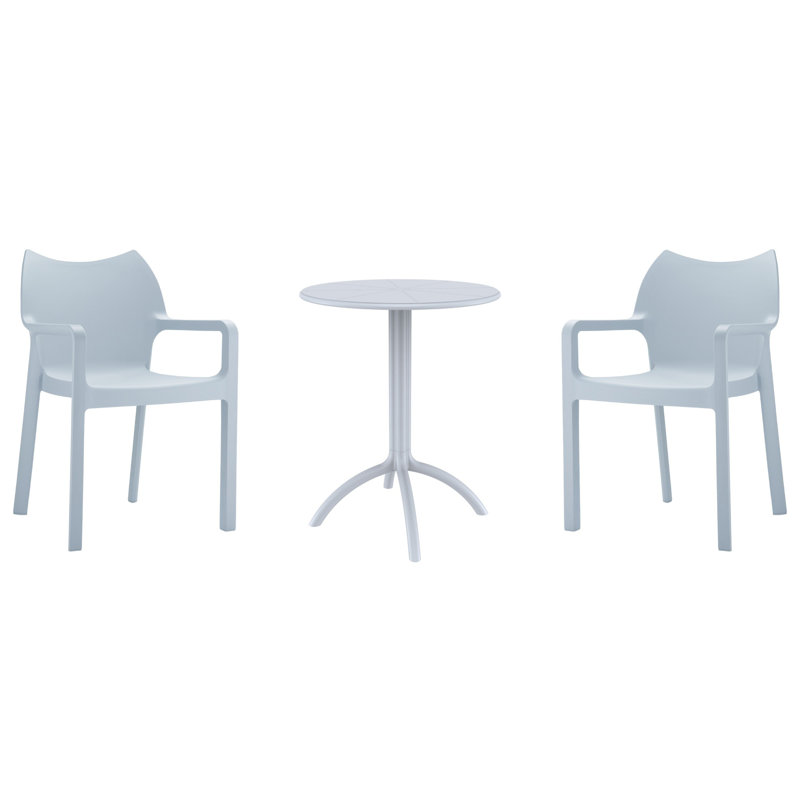 Adrian  2 - Person 23.6" Round Bistro Set, Silver