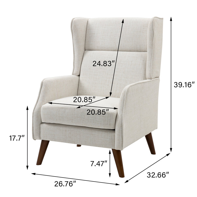 Johaniel 68 Cm Wide Cotton Armchair, Beige Linen Blend