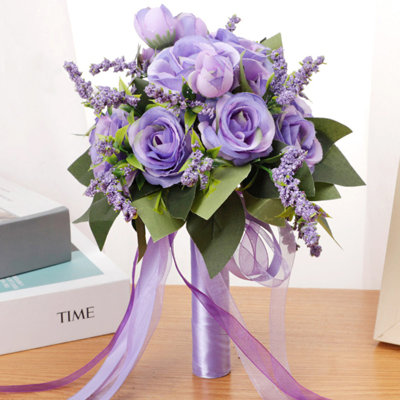1Pcs Wedding Bouquets for Bride Bridesmaid Bouquet Artificial Roses Flowers for Wedding Valentine's Day Church Home Decoration Marriage Proposal Party Church Decoration