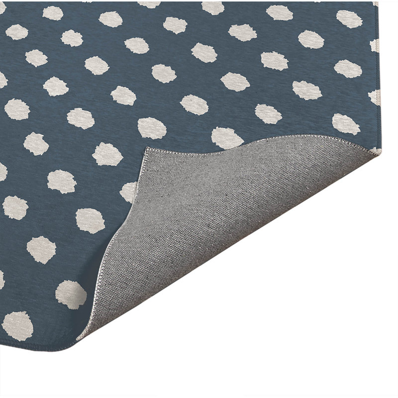 Tapis de cuisine léger antidérapant Grunge Dot, Bleu, Rectangle 5 pi x 7 pi