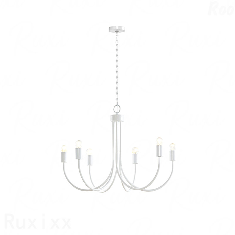 Lustre - configuration à 6 lumières, matériau métallique