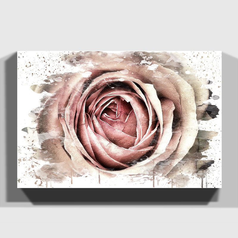 Flower Pink Rose - Wall Art, 40cm H x 60cm W, Wrapped Canvas