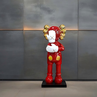 41.73"Internet celebrity "Violent Bear" red large display sculpture