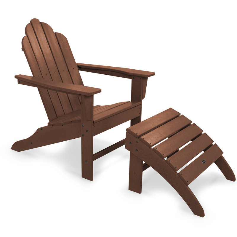POLYWOOD Long Island Adirondack 2-Piece Set, Teak