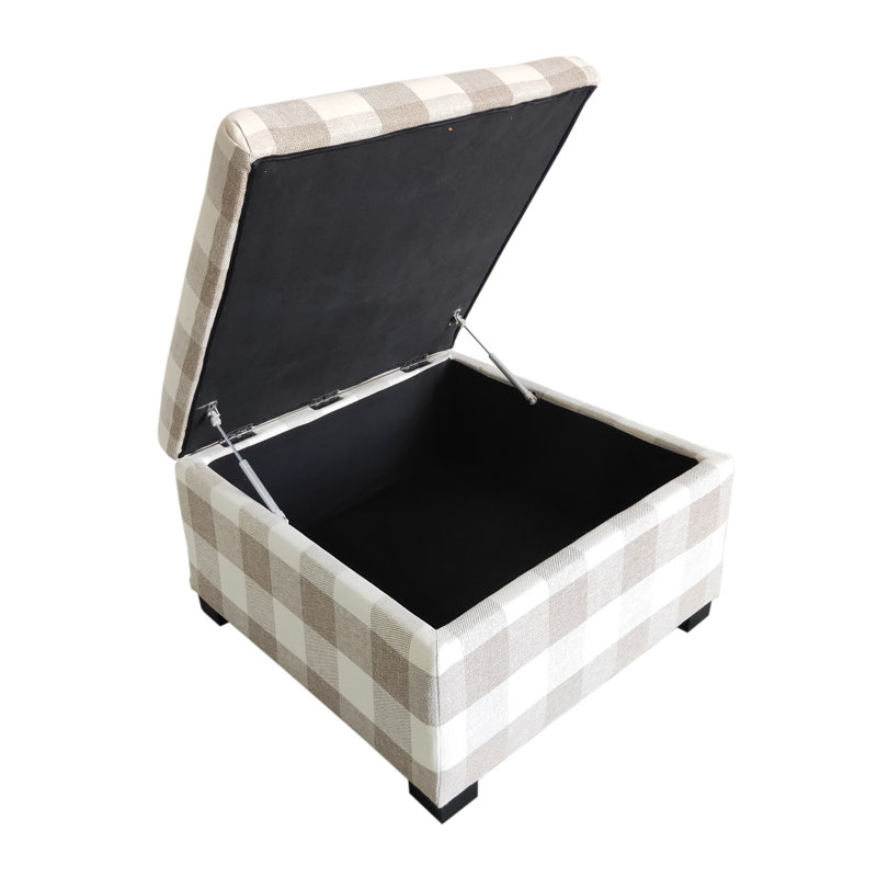 Repose-pieds avec rangement oscer, Sergé de polyester brun / blanc