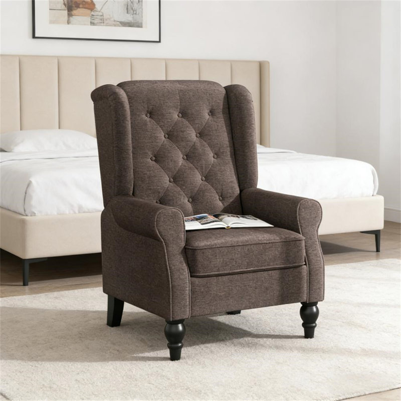 Fauteuil d'appoint à boutons, Marron foncé
