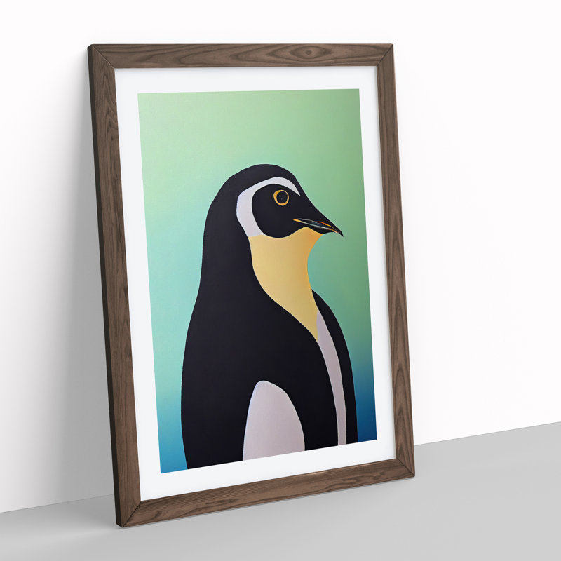 Profile of a Penguin No.3 1 Piece Single Picture Frame Wall Art, 46cm H x 34cm W x 2cm D, Walnut Framed