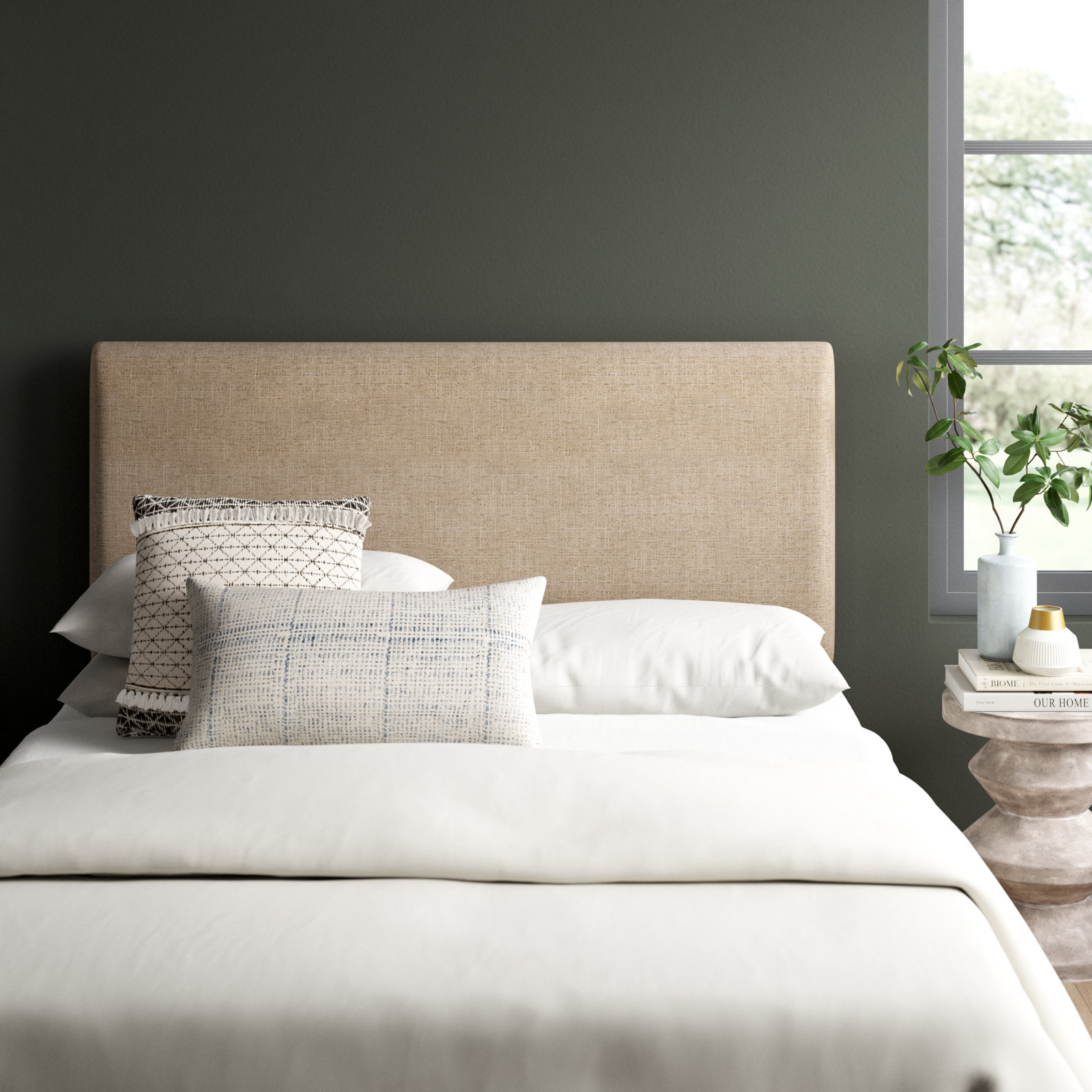 Eisley Upholstered Headboard, Queen, Zuma Natural Textured Linen