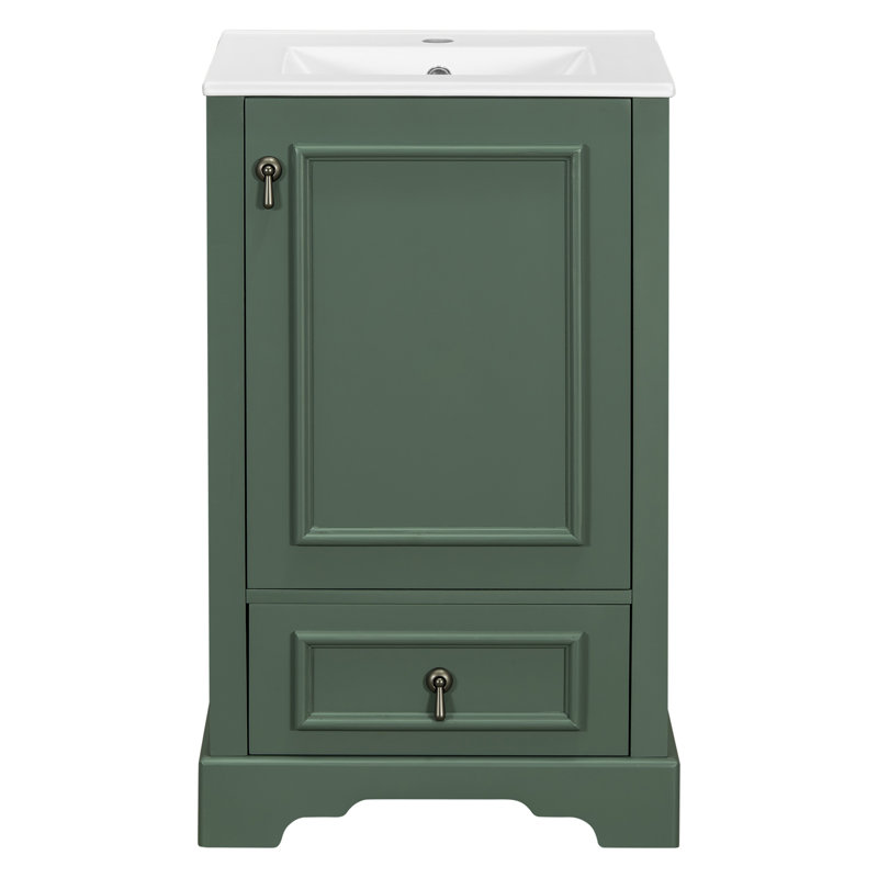 Meuble-lavabo moderne 20 po avec comptoir en céramique, Vert