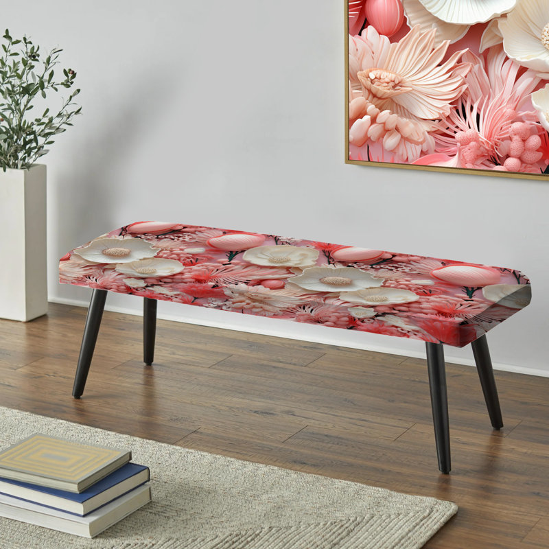 Seashell Oasis - motif tropical - banc rembourré noir Coastal