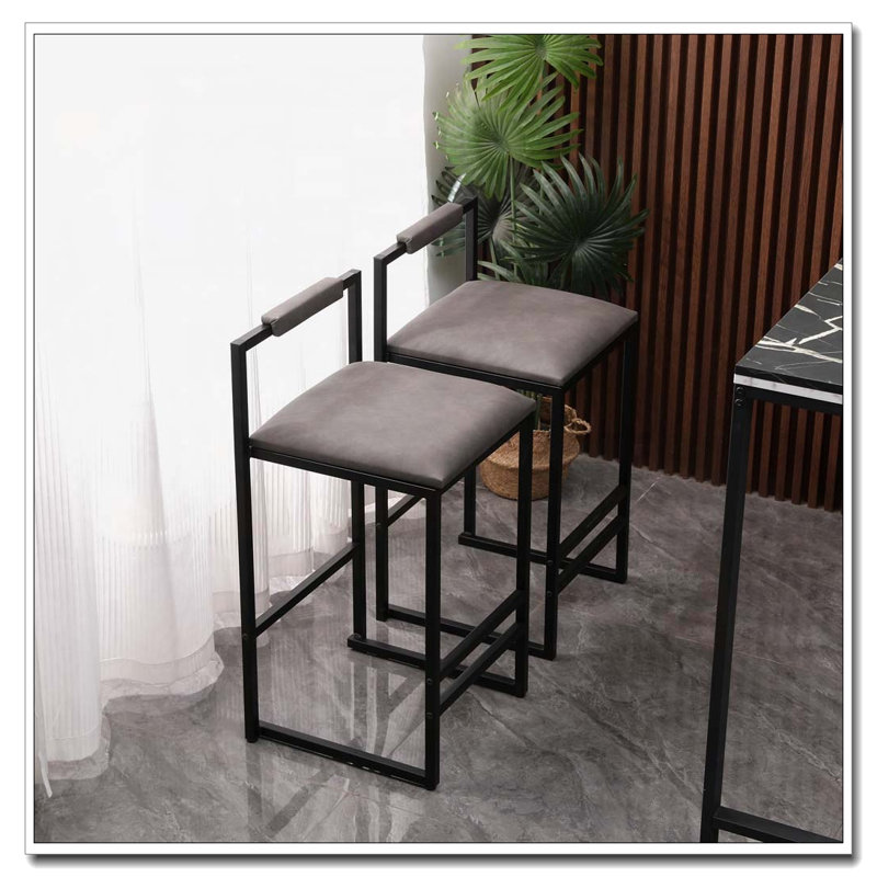Tabouret de bar rembourré en similicuir, Noir