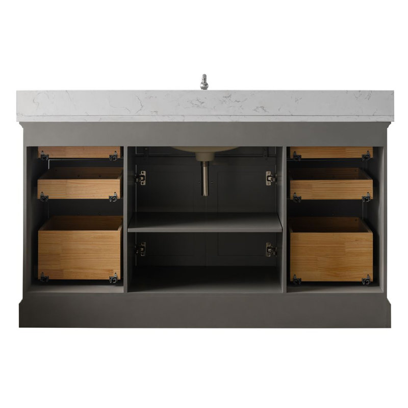 Ensemble de meuble-lavabo simple 60 po Currahee, Gris / Nickel brossé