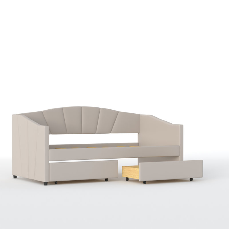 Edib Kids Twin Daybed with Drawers, Beige