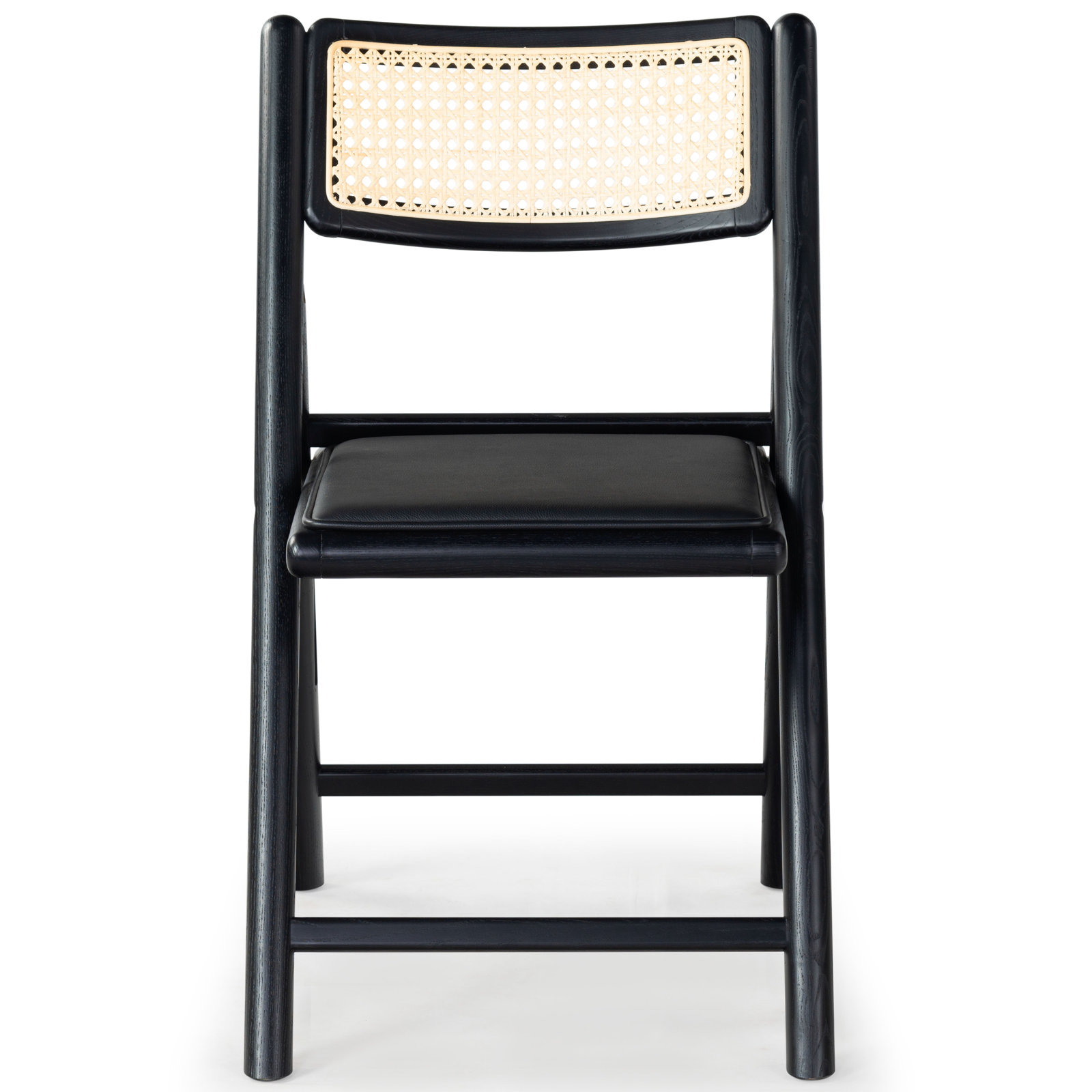 Letta Cane Folding Chairs, Black/Natural