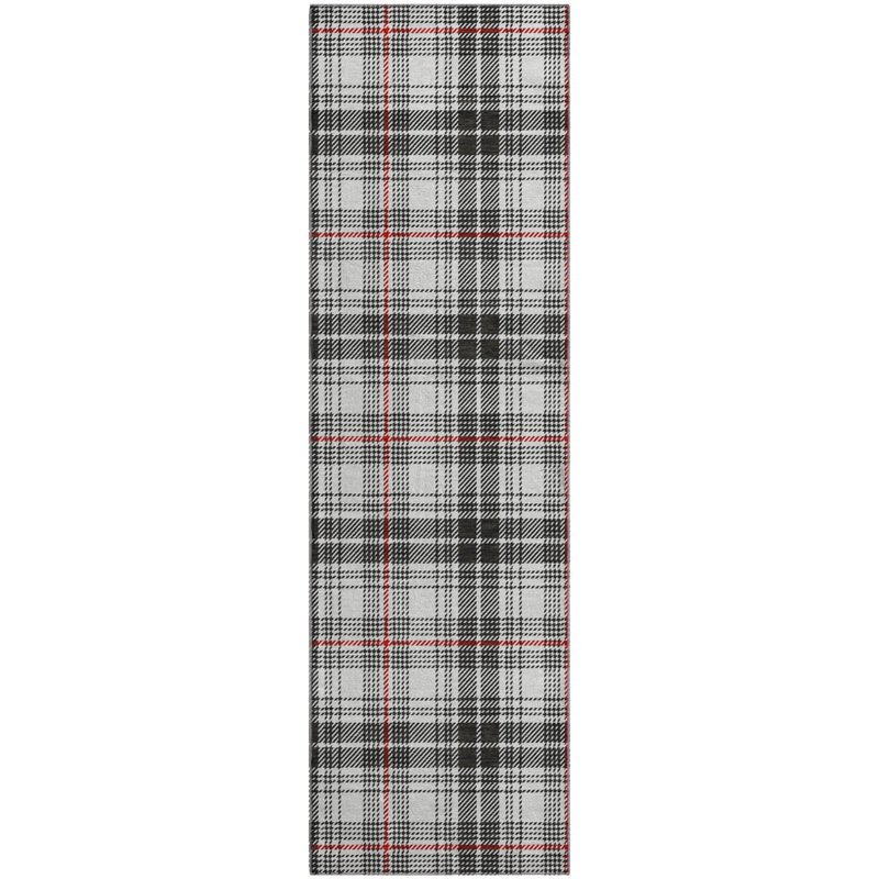 Premium Machine Washable Lyndhurst AMF993 Plaid Rug, Runner 2'3" x 7'6"