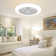 19" White Low Profile Caged Ceiling Fan with Remote Control and Dimmable RGB LED Lights