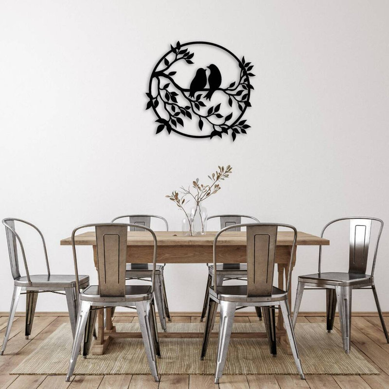 Art mural oiseau en métal - Décoration de silhouette d'oiseau inspirée de la nature - Décoration murale de conception d'arbre rustique - Décoration intérieure extérieure de ferme - Sculpture en métal industrielle moderne - Décoration de jardin - Pièce d'art remarquable