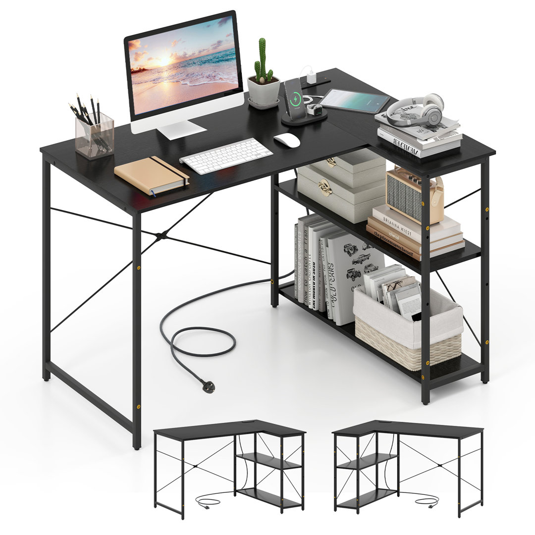 L-Shaped Metal Base Computer Desk