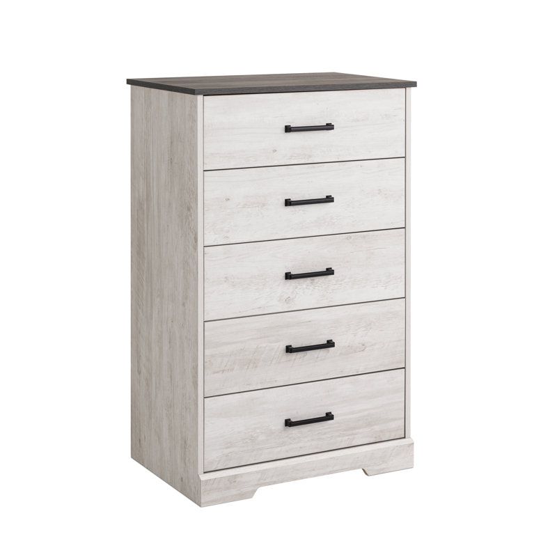 Commode à 5 tiroirs Yazeed, Gris
