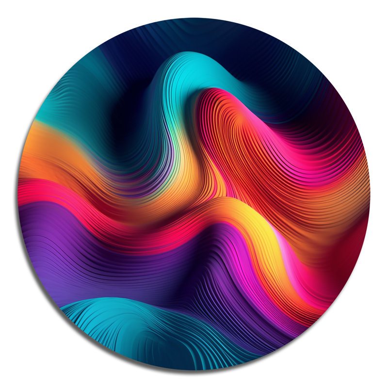 «Abstracted Flowing Forms V», art mural rond abstrait à encre liquide, H 16 po x l 16 po x P 1 po