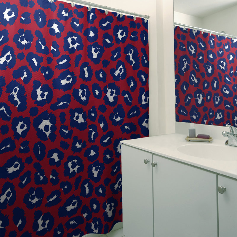 Rideau de douche à imprimé animalier, Rouge / bleu / blanc