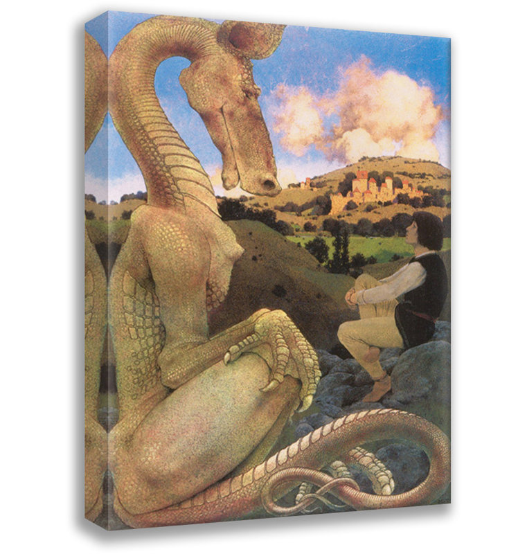 «The Reluctant Dragon» par Maxfield Parrish, toile tendue avec châssis, H 48 po x l 33 po
