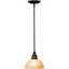 Mini-luminaire suspendu d'intérieur 1 lumière Rainier en bronze avec abat-jour en verre grès Rainier