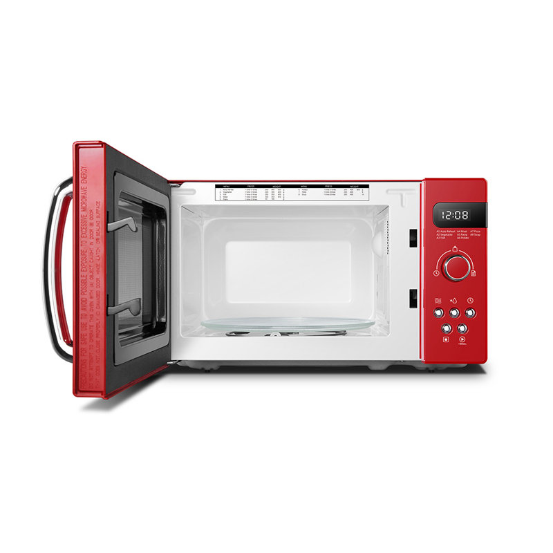 800W 20L Retro Microwave Oven with LED Display, Red