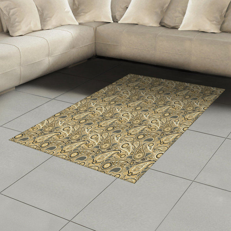Paisley High Density Long Fiber Poly Threads Decorative Area Rug Carpet, Rectangle 2'7" x 5'